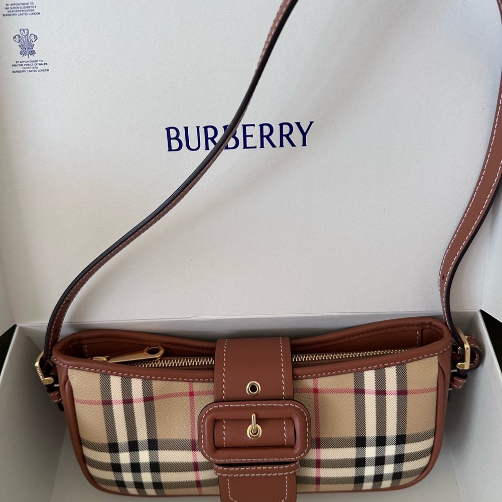 Burberry Beige and Brown Plaid Shoulder Bag - Picture 2 of 6